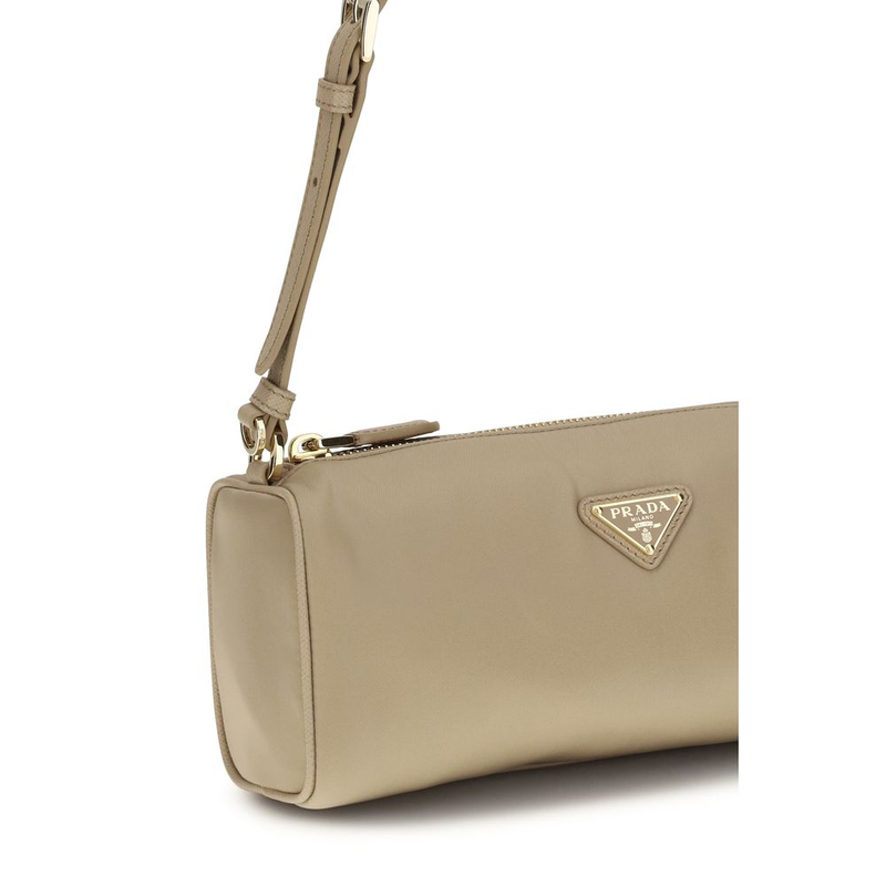 Beige nylon shoulder bag-null