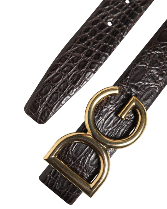 Black exotic leather dg logo buckle belt-null