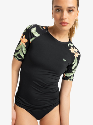 Roxy women's lycras printed short sleeve t-shirt, Kvj3-anthracite, medium