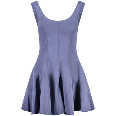 Blue cotton women dress, Blue, medium