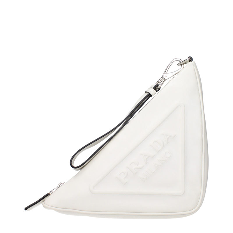 White leather clutch bag-null