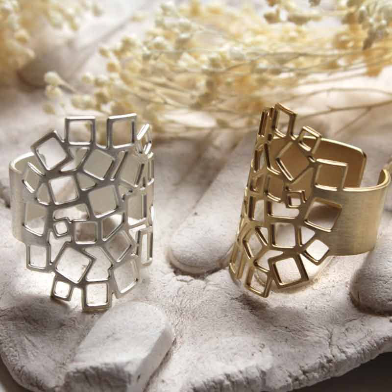 Squared square silver ring 1 image number null