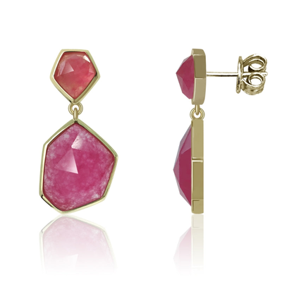 Mineral polygon earrings, Ruby, medium