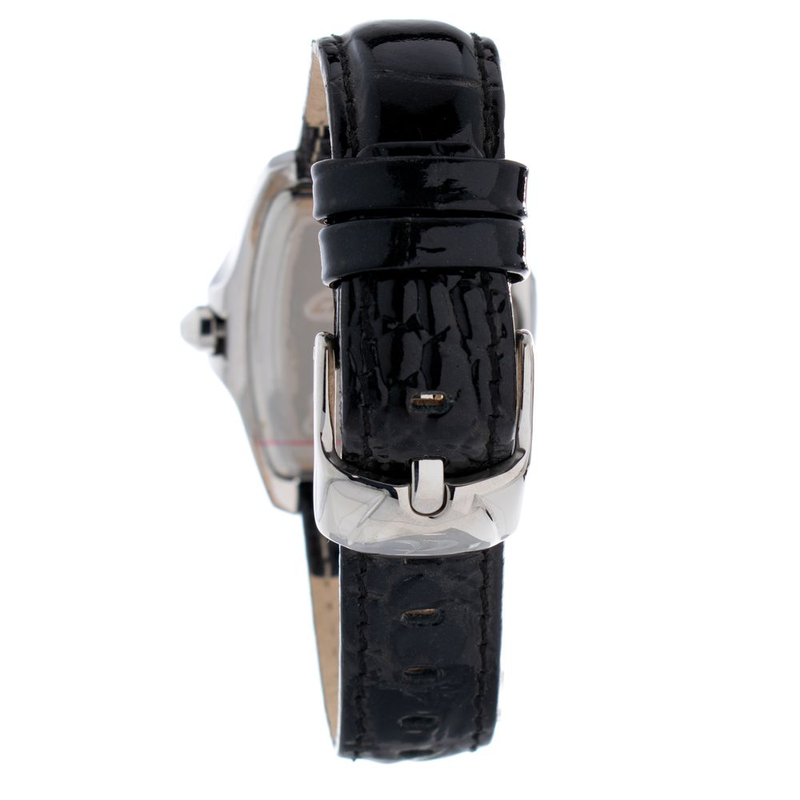 Black leather dress watch-null