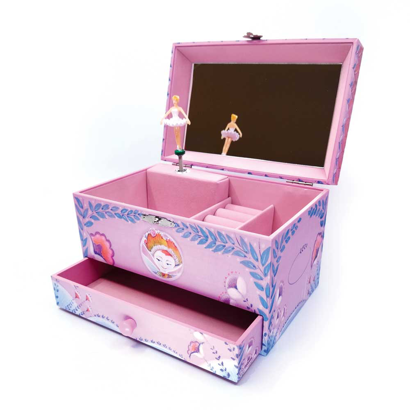 Svoora musical jewelry box esperides with ring holder, drawer & wide mirror chloe-null