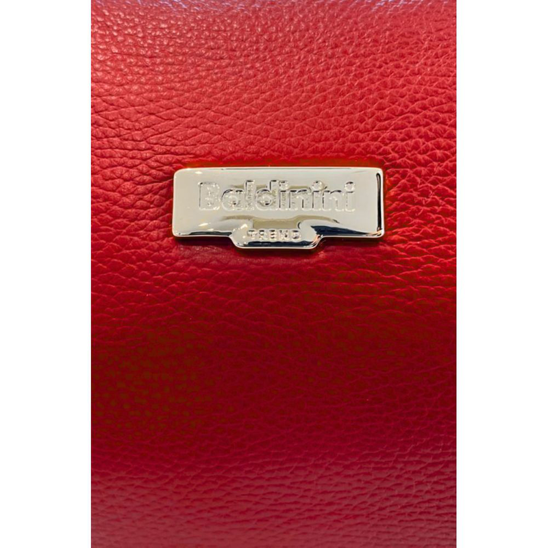 Red leather women handbag-null