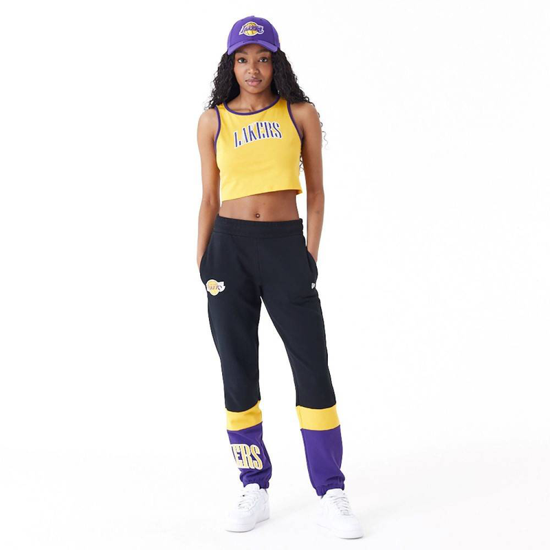 New era la lakers womens womens nba team wordmark crop tank top-null