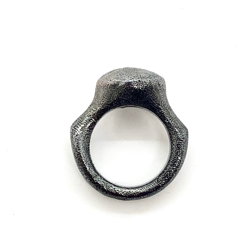 Ring pure oxidized silver black diamond-null