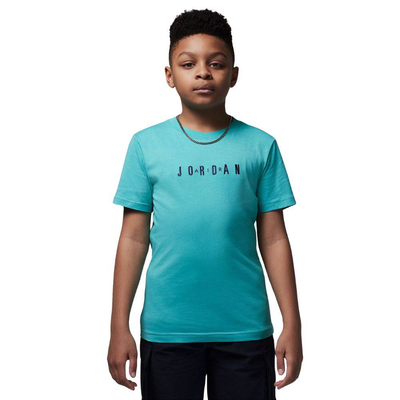 Boys mj wordmark emb crew, Teal, medium