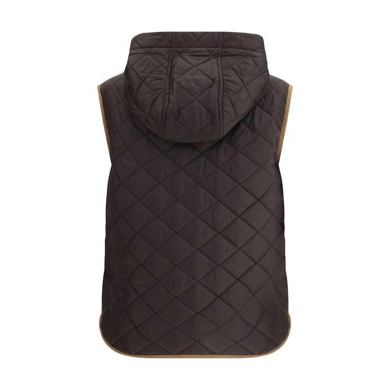 Brown nylon sleveless jacket-null