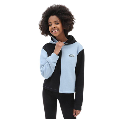 Vans girls block it cropped hoodie, Blue, medium