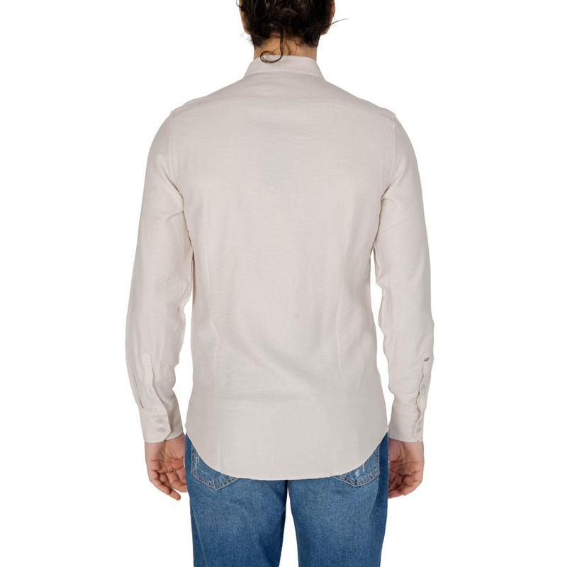 Beige viscose dress shirt-null
