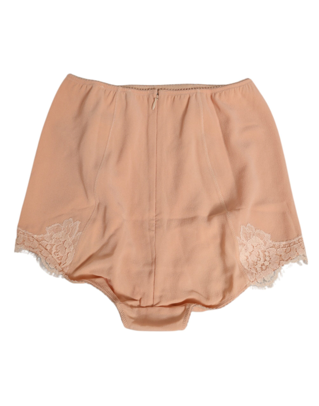 Beige silk stretch high waist girdle underwear-null