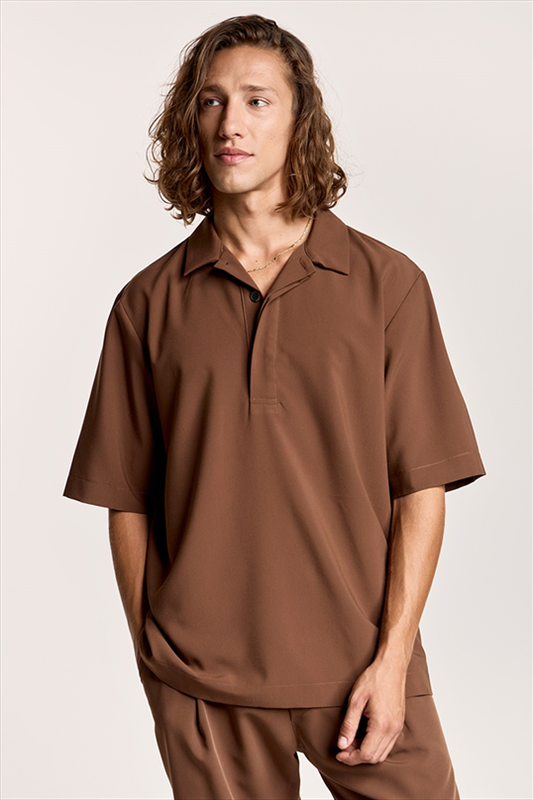 Pcoc 1/4 buttoned collar shortsleeve tee-null