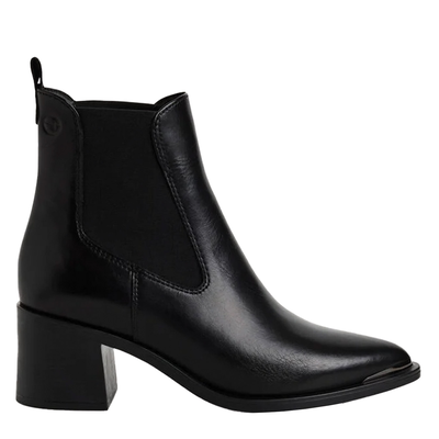 Tamaris γυναικείο μποτάκι, Black Δερμα, medium