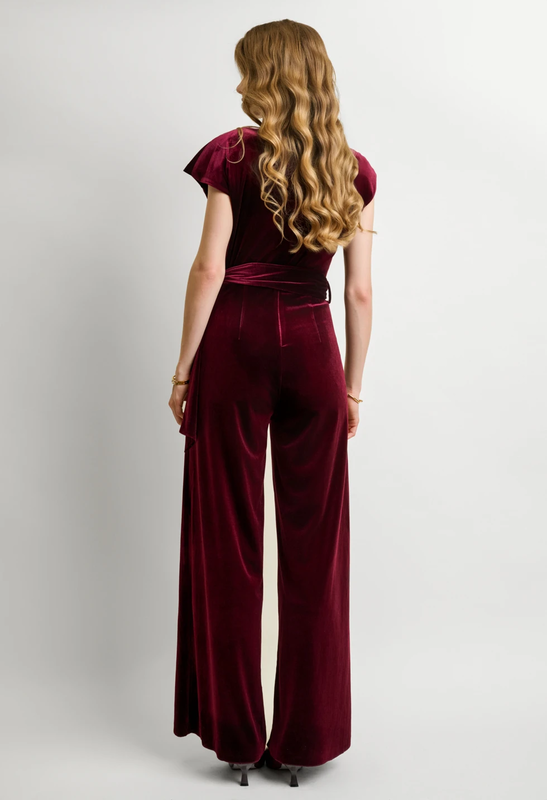 Velvet jumpsuit with belt by desiree - bordeaux , m-null