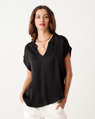Blouse satin v neck