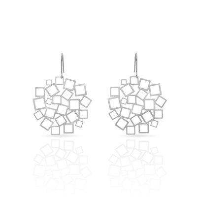 Squared square silver earrings