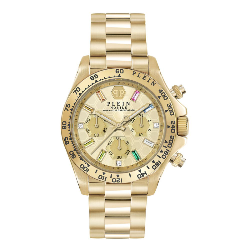Gold stainless steel dress watch-null