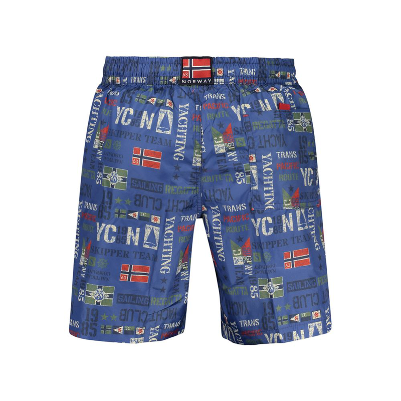 Blue polyester men's swimwear-null