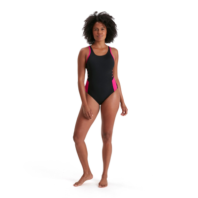 Speedo women boom logo splice muscleback (12900-b344), Black/black, medium