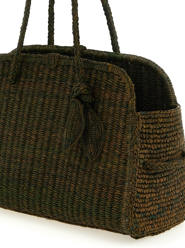 Bicolor raffia tote bag-null