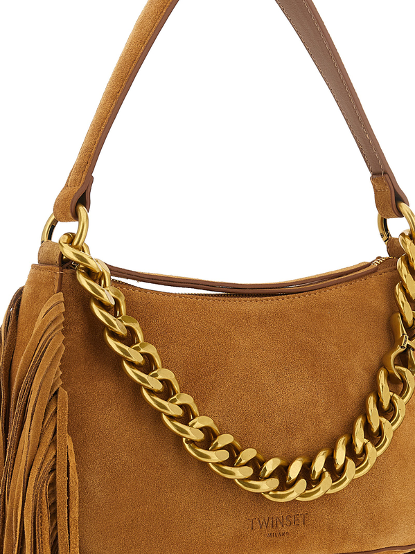 Brown leather shoulder bag-null