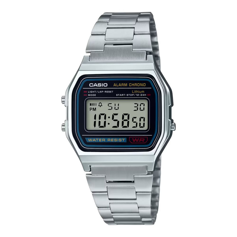 Gray stainless steel digital watch-null