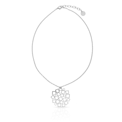 Squared square short silver pendant, , medium