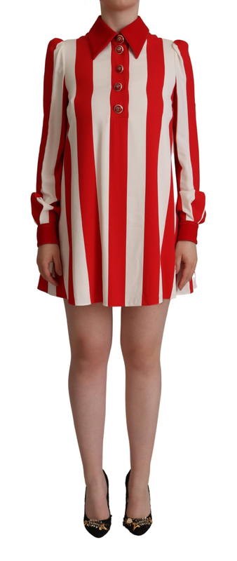 White red stretch mini shirt gown dress-null