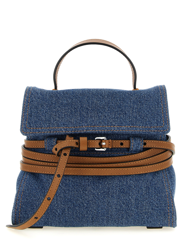 Blue cotton handbag-null