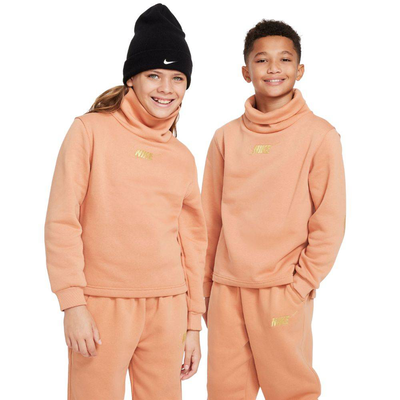 Kids funnel neck longsleeves fleece top, Amber / Gold, medium