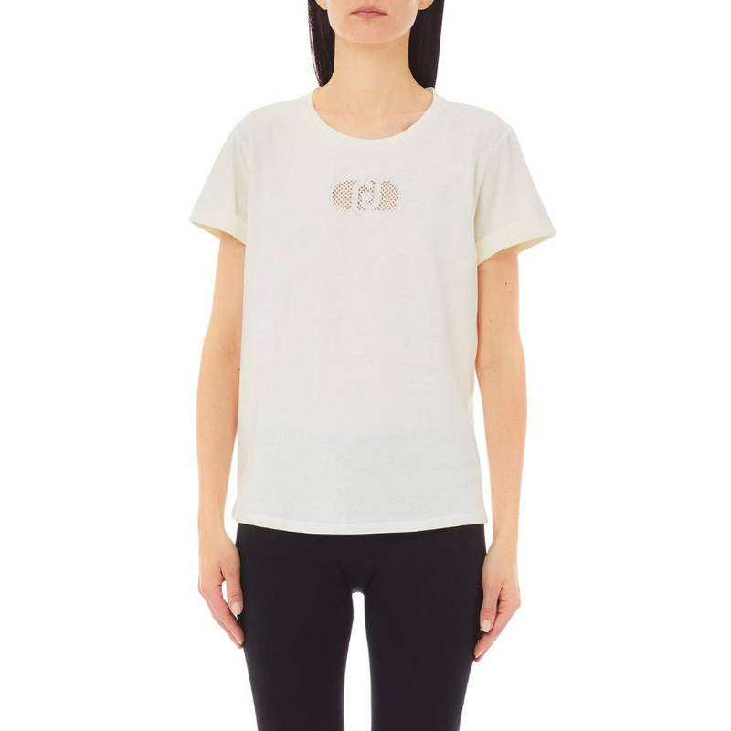 Liu Jo cotton t-shirt with logo and rhinestones image number null