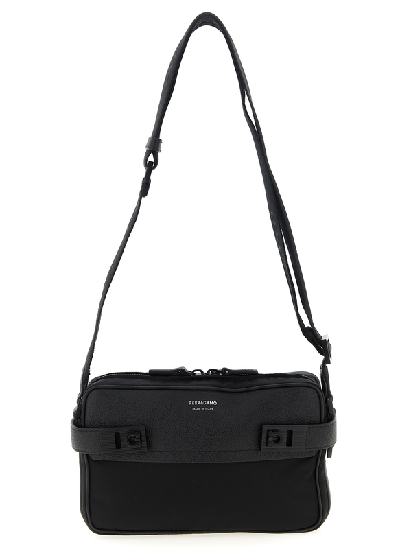 Black fabric crossbody bag-null