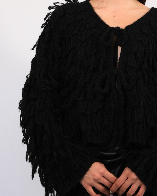 Fringed knitted gardigan 31127-null