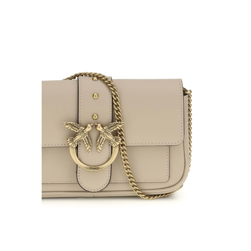 Beige calf leather bos taurus shoulder bag-null