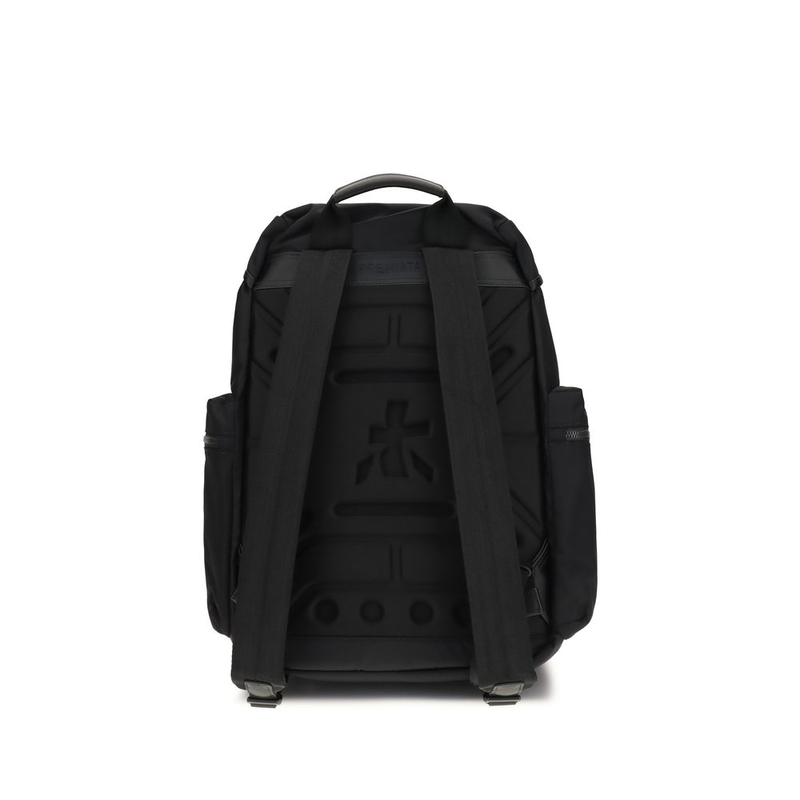 Black nylon backpack-null