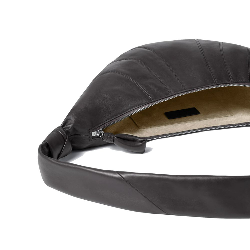 Brown lamb leather shoulder bag-null