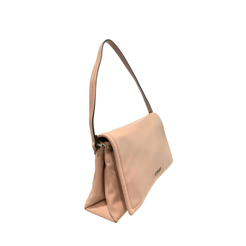 Pink polyurethane women shoulder bag-null