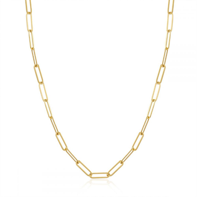 Chain oval hoop necklace, Gold Plated 18k, medium