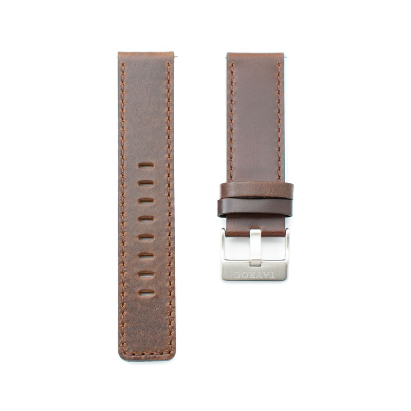 Brown leather dress watch-null