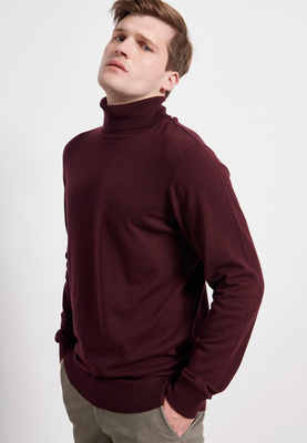 Funky buddha knitted roll-neck sweater, Burgundy, medium