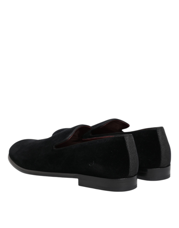 Black velvet loafers formal men dress shoes-null