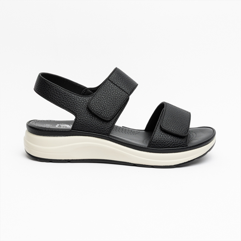 Foot comfort ankle strap wedge low sandals with velcro straps-null