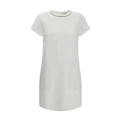 White viscose casual dress, White, medium
