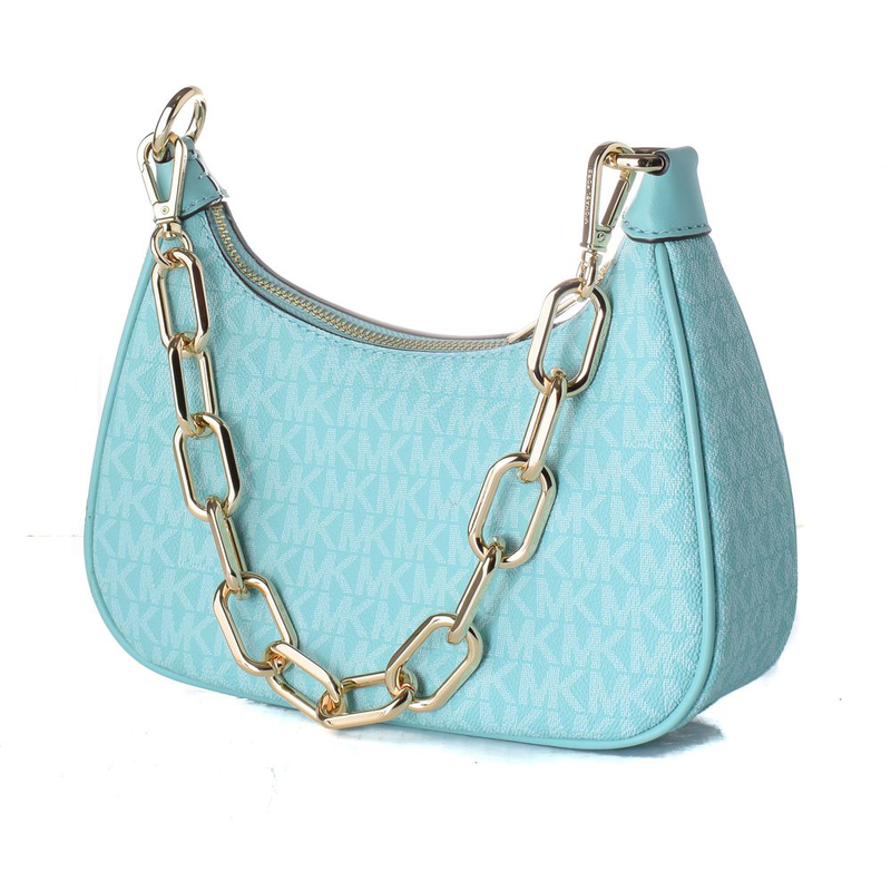 Blue leather handbag-null