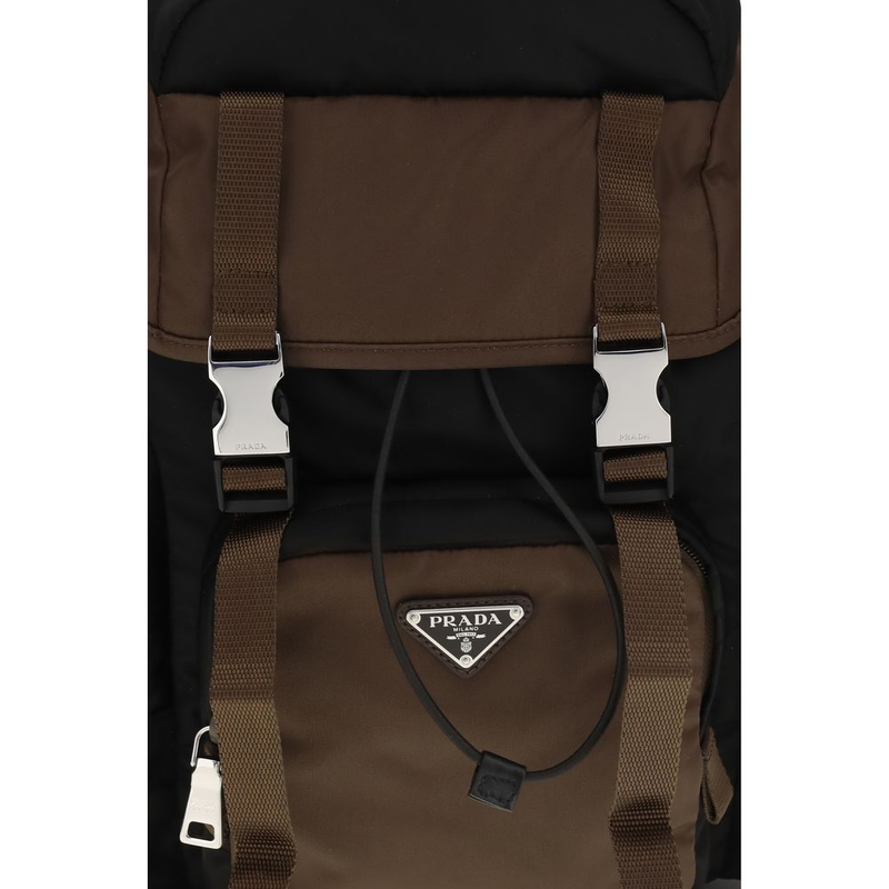 Brown recycled polyamide backpack-null