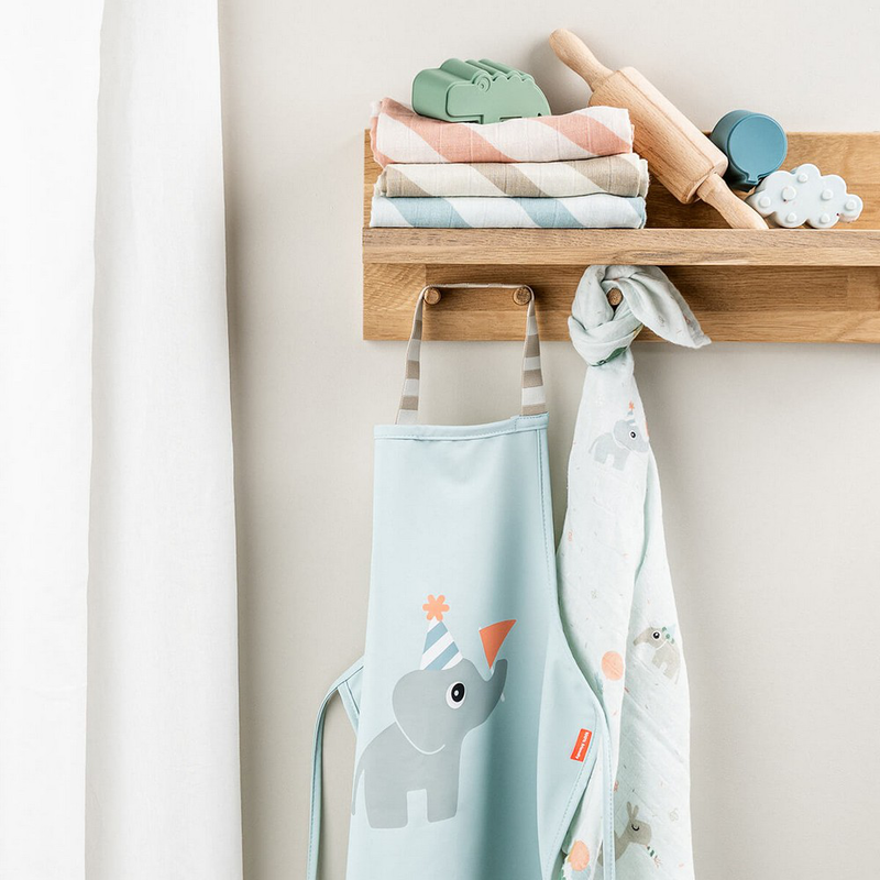 Done by deer waterproof kids apron celebration - blue-null