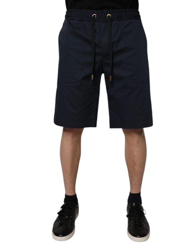 Navy blue cotton stretch men bermuda shorts-null