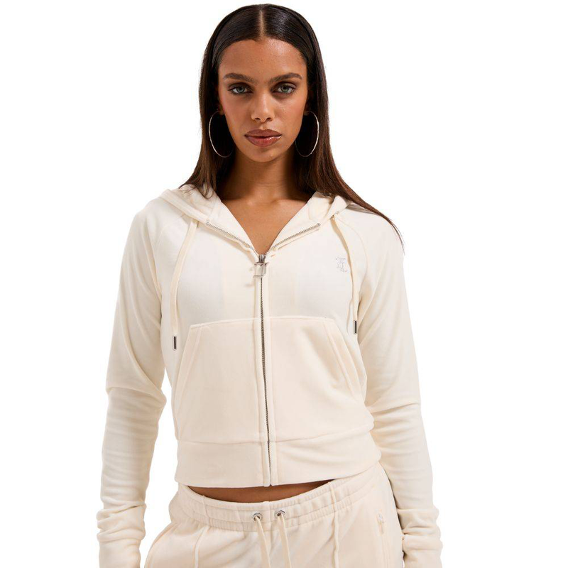 Madison classic velour outline diamante zip hoodie-null